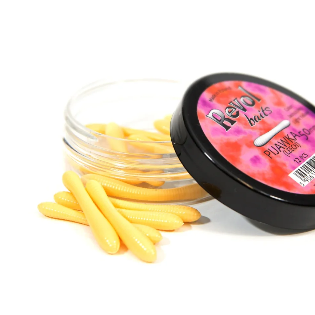 Revol Baits nástraha Leech 50mm příchuť krevetka, barva světle žlutá 12ks
