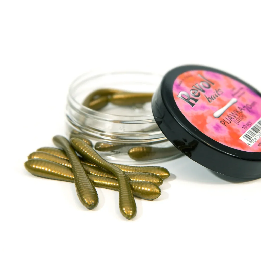 Revol Baits nástraha Leech 70mm příchuť krevetka, barva olivová perleť 10ks