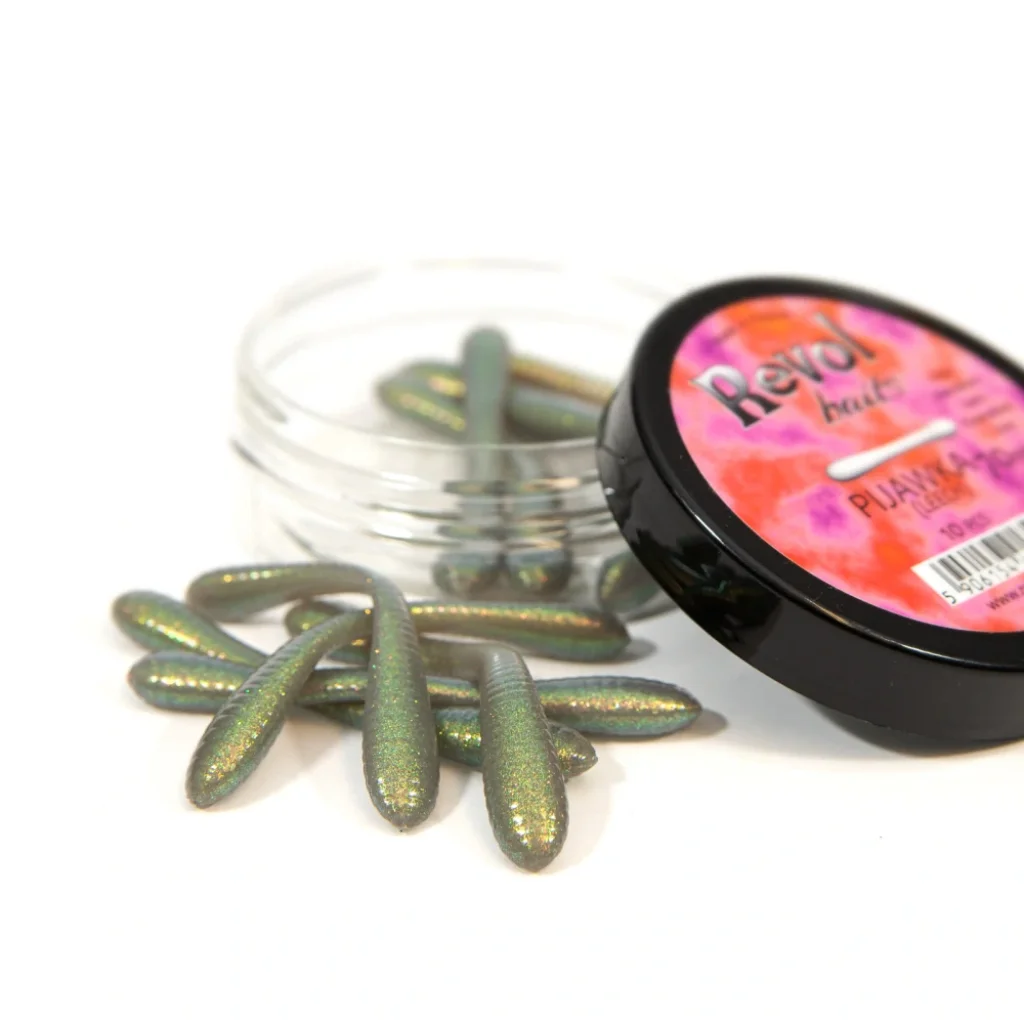 Revol Baits nástraha Leech 70mm příchuť krevetka, barva šedý chameleon 10ks
