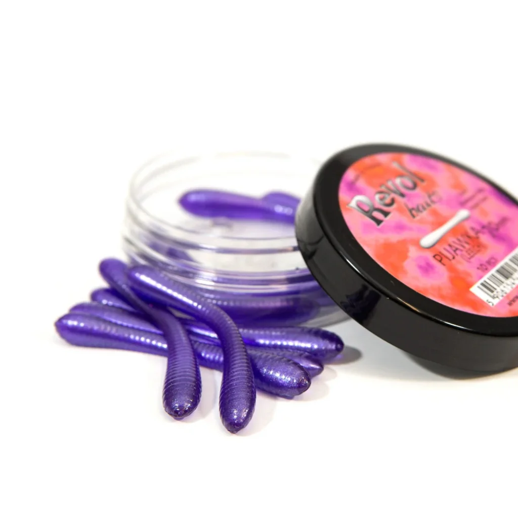 Revol Baits nástraha Leech 70mm příchuť sýr-česnek, barva fialová perleť 10ks