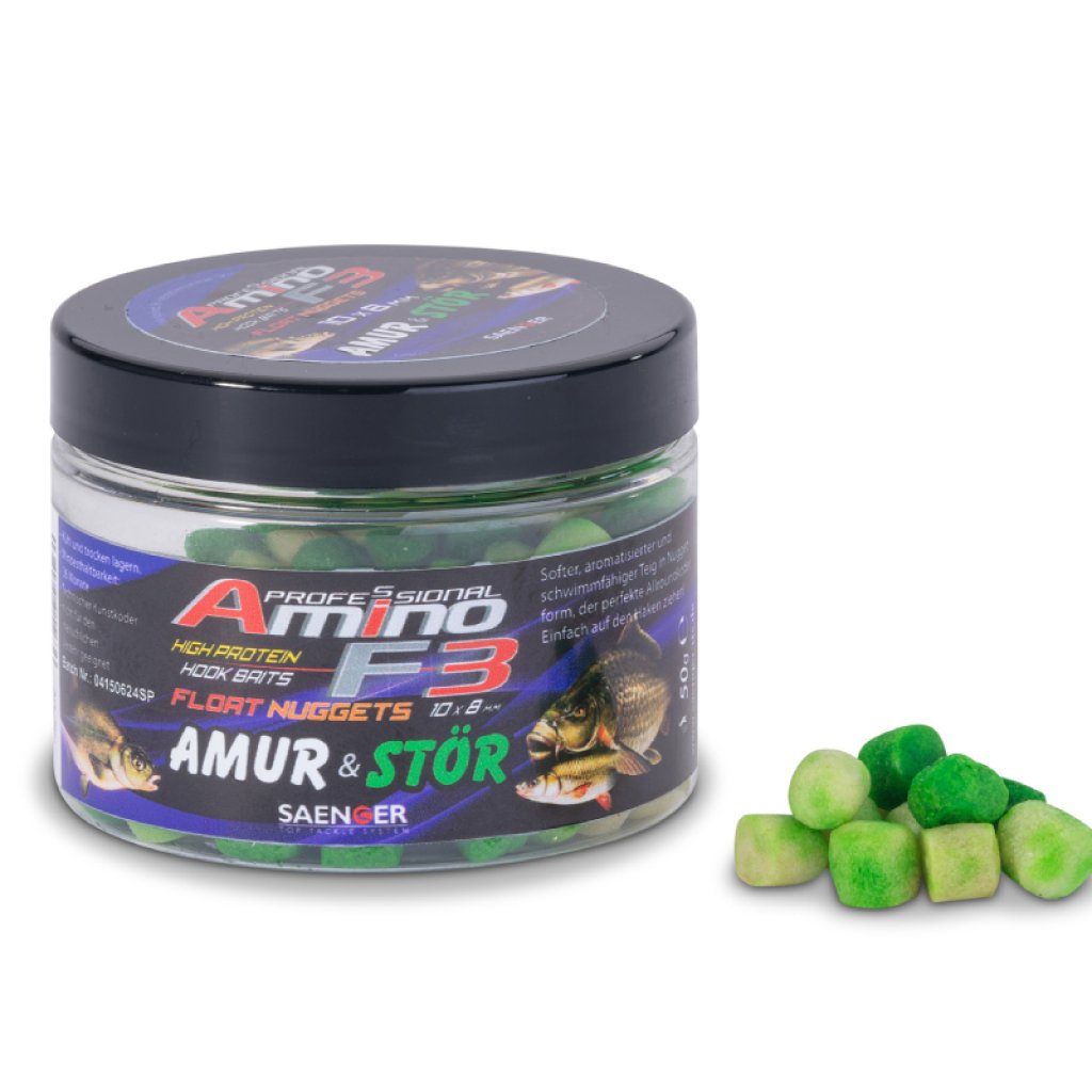 Saenger plovoucí nugetky Amino F-3 10x8mm Amur a jeseter speciál s příchutí Ryba+máta 50g