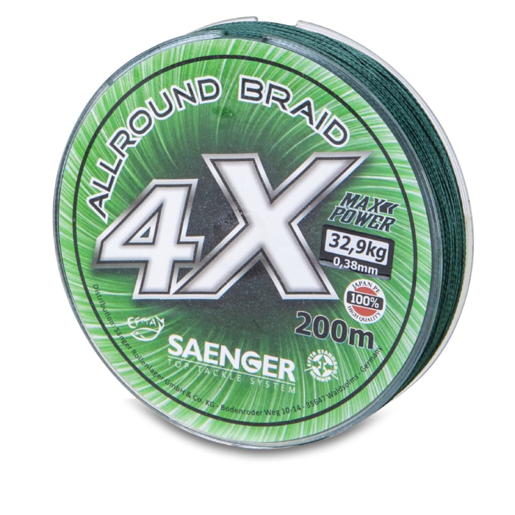Saenger šňůra 4 X Allround Braid 200 m 0,38 mm zelená