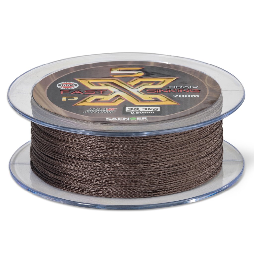 Saenger šňůra PX5 Fast Sinking Braid 0,12mm 7,9kg 200m Brown