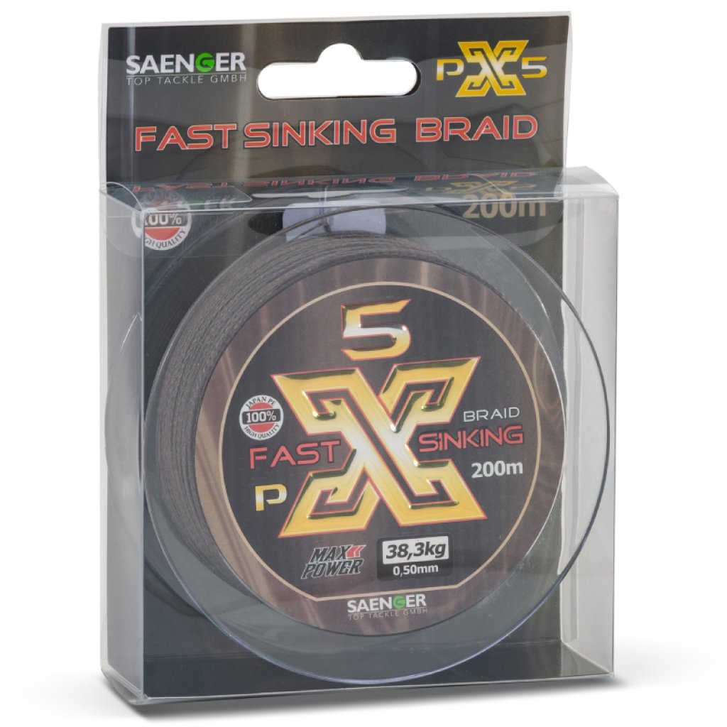 Saenger šňůra PX5 Fast Sinking Braid 0,12mm 7,9kg 200m Brown