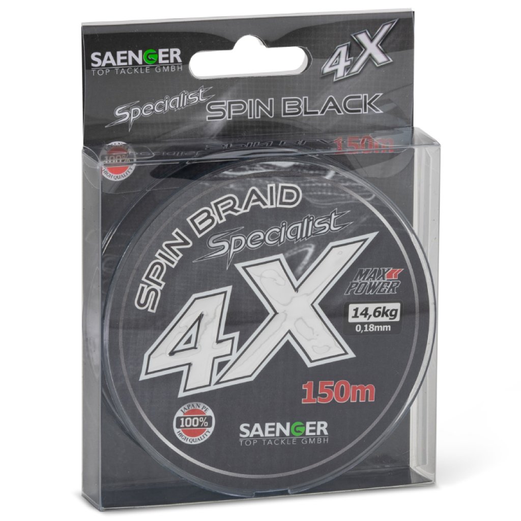 Saenger šňůra Specialist Spin Braid 4X 0,16mm 12,2kg 150m Black