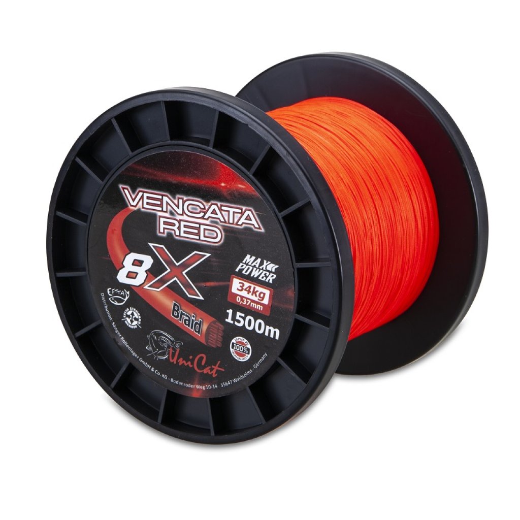 Uni Cat šňůra 8 X Vencata Red 0,60mm, 1500m, 57 kg