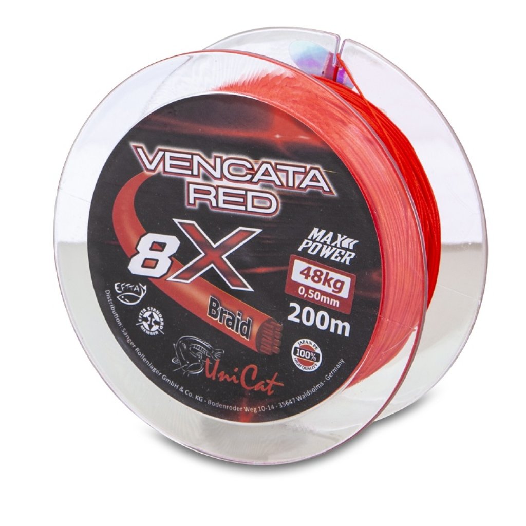 Uni Cat šňůra 8 X Vencata Red 0,60mm, 200m, 57 kg