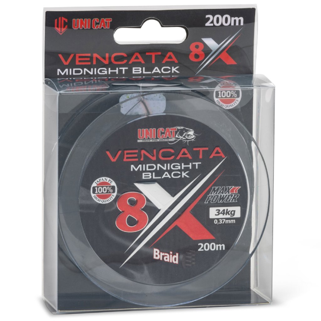 Uni Cat šňůra Vencata Midnight Black 8X 200m 0,60mm 57kg