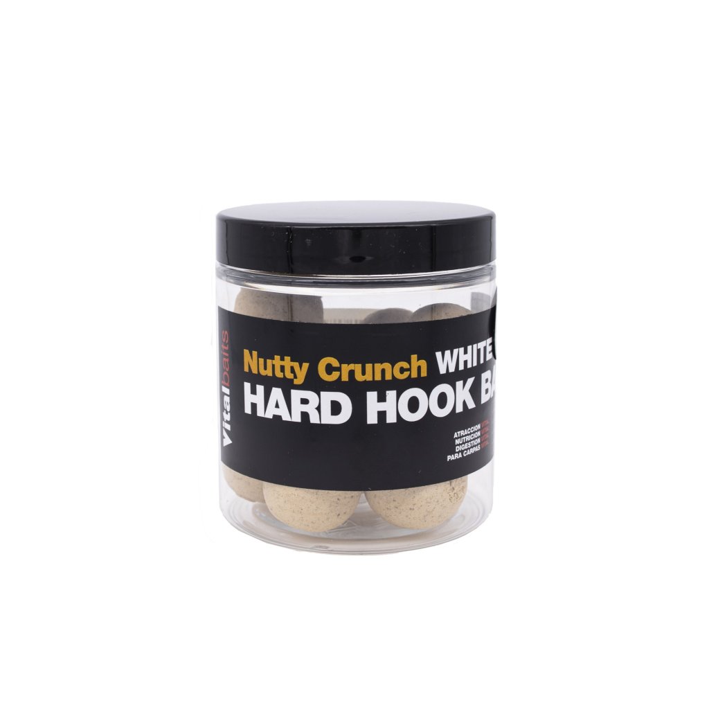 Vitalbaits Boilies Hard Hook Bait Nutty Crunch White 100g 14mm