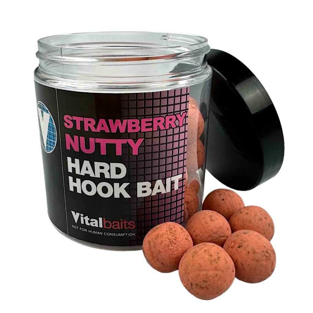 Vitalbaits Boilies Hard Hook Baits Strawberry Nutty 100g 18mm