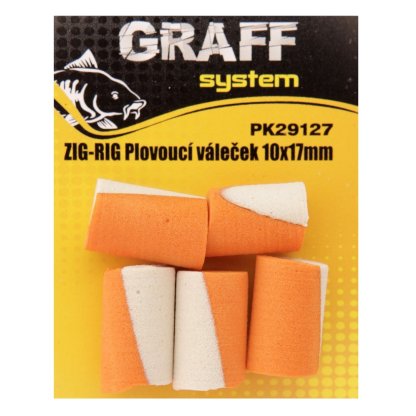 Graff Zig-Rig Plovoucí váleček 10x17mm Bílá/Ornažová 5ks