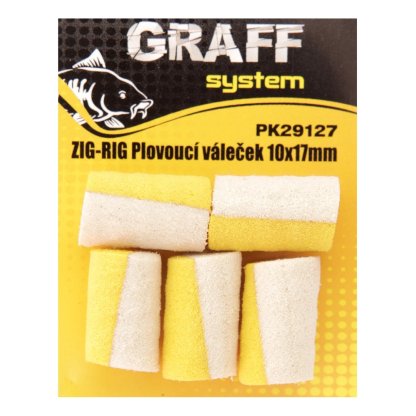 Graff Zig-Rig Plovoucí váleček 10x17mm Bílá/Žlutá 5ks