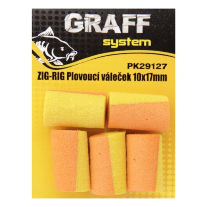 Graff Zig-Rig Plovoucí váleček 10x17mm Žlutá/Oranžová 5ks
