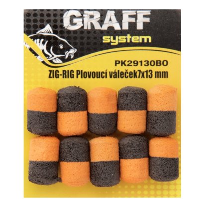 Graff Zig-Rig Plovoucí váleček 7x13mm Černá/Oranžová 10ks