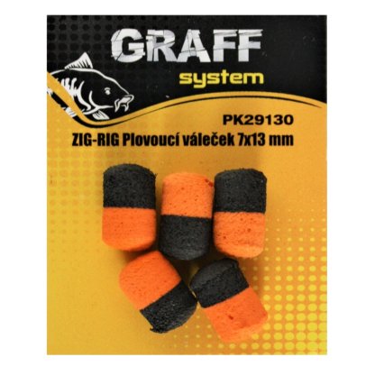 Graff Zig-Rig Plovoucí váleček 7x13mm Černá/Oranžová 5ks