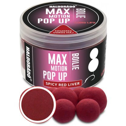 Haldorádó Pop-Up Boilies Max Motion 50g 16+20mm Pikantní červená játra