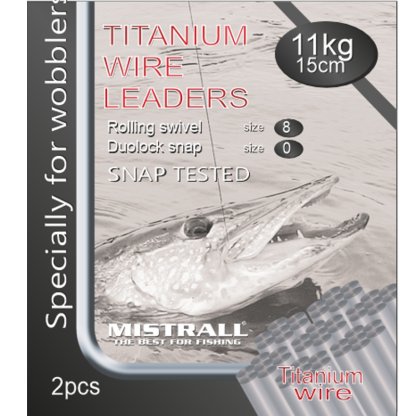 Mistrall titanové lanko pro lov dravců 15kg 15cm 2ks
