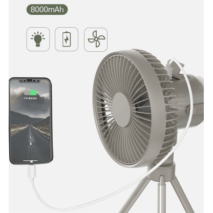 Multifunkční přenosný ventilátor se světlem a powerbankou 8000 mAh