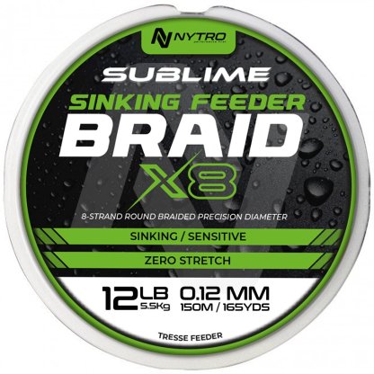 Nytro Šňůra Sublime X8 Sinking Feeder Braid 150m 0,08mm 4,1kg