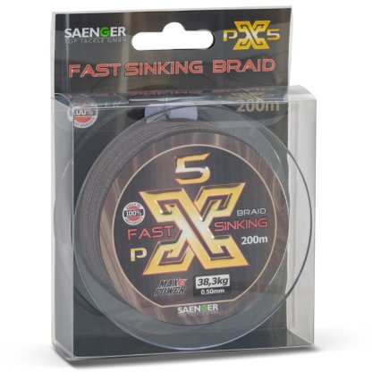 Saenger šňůra PX5 Fast Sinking Braid 0,12mm 7,9kg 200m Brown