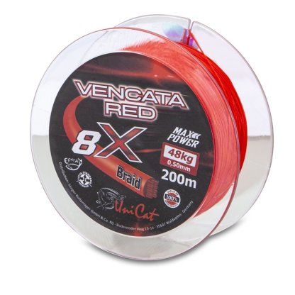 Uni Cat šňůra 8 X Vencata Red 0,60mm, 200m, 57 kg