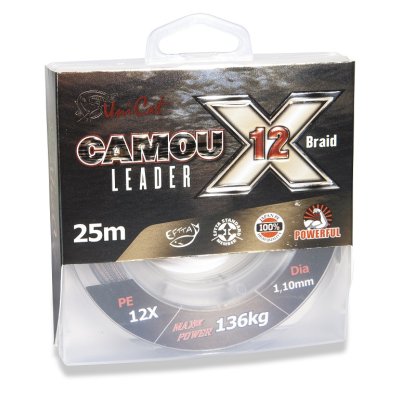 Uni Cat šňůra na návazce Camou X-12 Leader 12X, 1,1 mm, 136 kg, 25 m