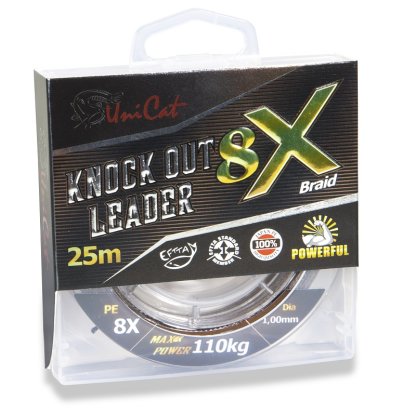 Uni Cat šňůra na návazce Knock Out Leader 8-X, 0,8 mm, 82 kg, 25 m
