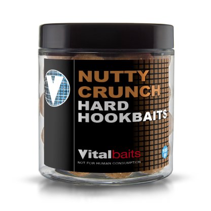 Vitalbaits Boilies Hard Hook Bait Nutty Crunch 100g 14mm