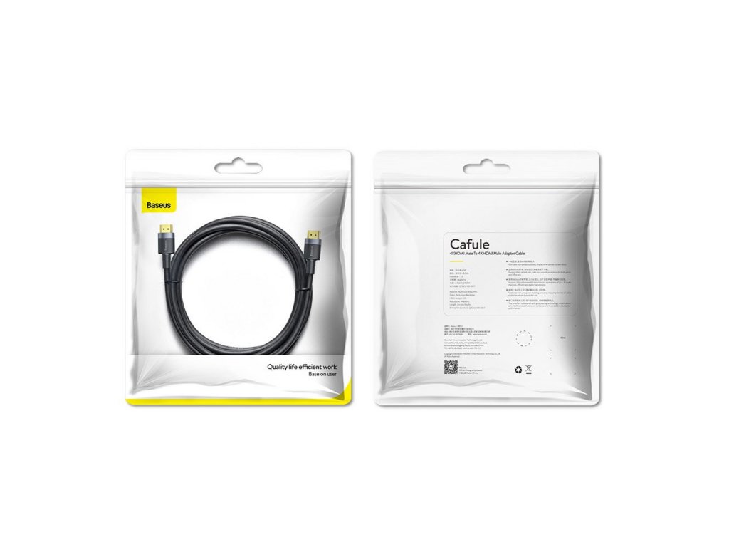 Baseus Cafule Cablu HDMI 2.0 Cablu HDMI 2.0 4K 60 Hz 3D 18 Gbps 3 m Negru (CADKLF-G01)