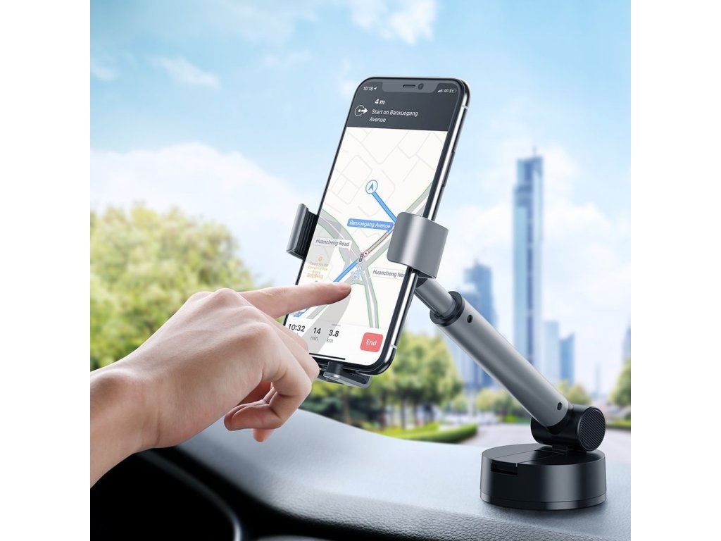 Baseus Telescopic Gravity Car Holder pentru sticlă sau tabloul de bord Silver (SUYL-JY0S)