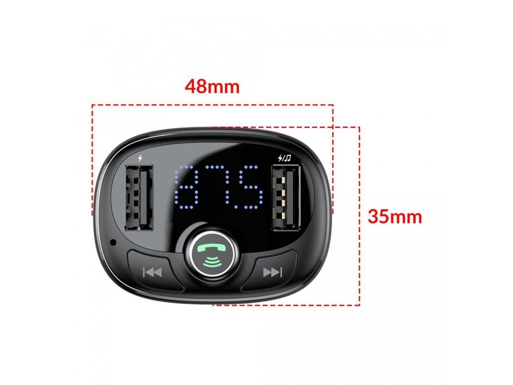Bluetooth FM állomás MP3 autó, töltő 2x USB TF microSD 3.4A fekete