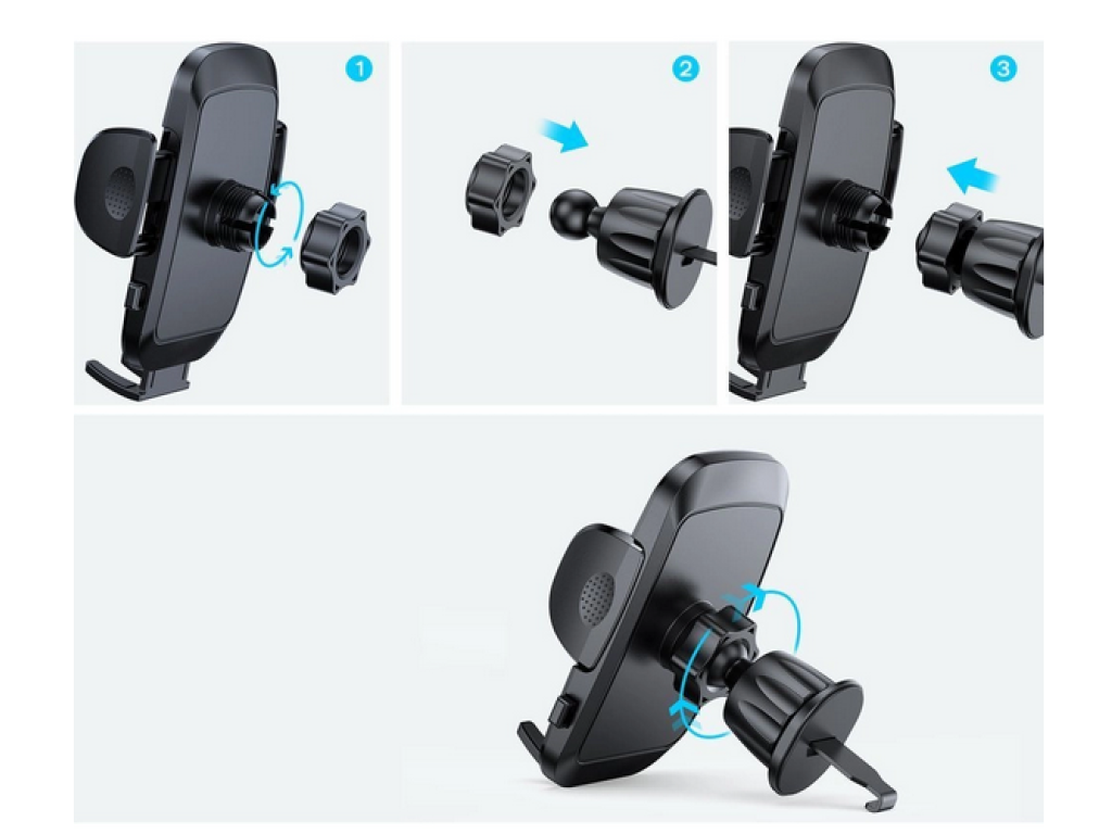 Joyroom Autohalterung, klemmbare Telefonhalterung für Lüftungsgitter – schwarz