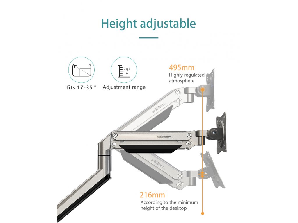 DS150-2 Nastavljiv nosilec za 2 monitorja 17-33" nosilnost roke 10 kg črna