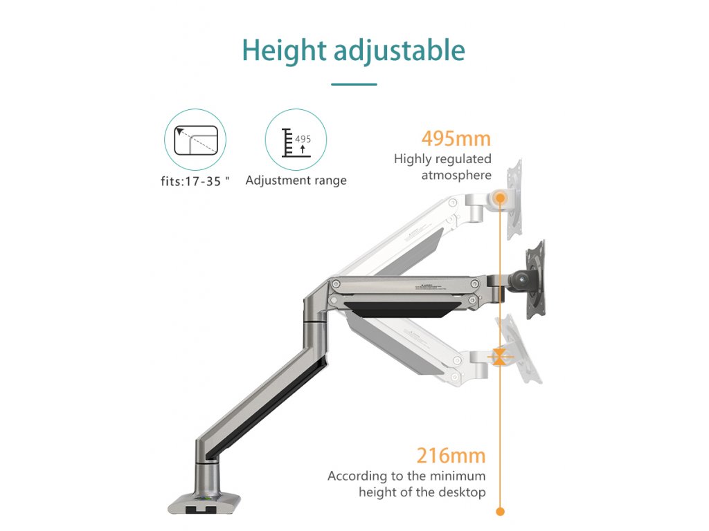 DS150 Suport reglabil pentru monitor 17-35" 10 kg negru