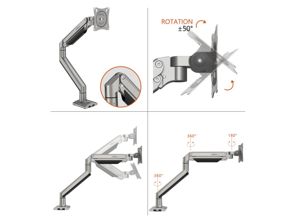 DS150 Regulowany uchwyt do monitora 17-35" 10 kg czarny