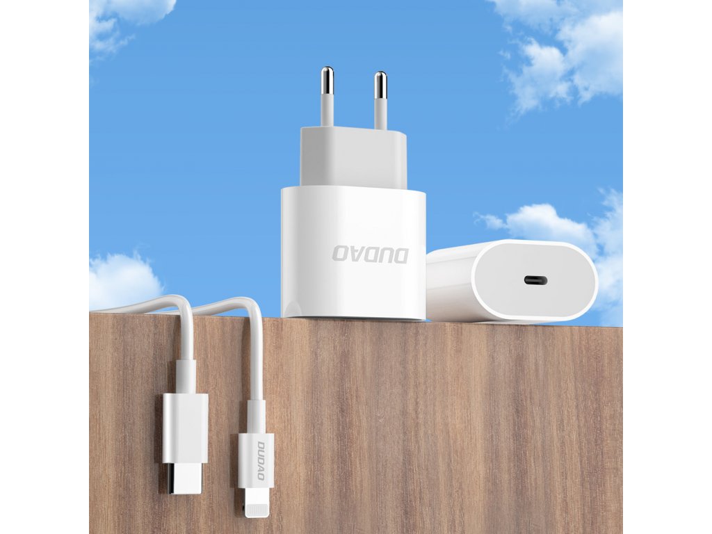 Dudao A8SEU PD USB-C Ładowarka + kabel PD 20W Biały