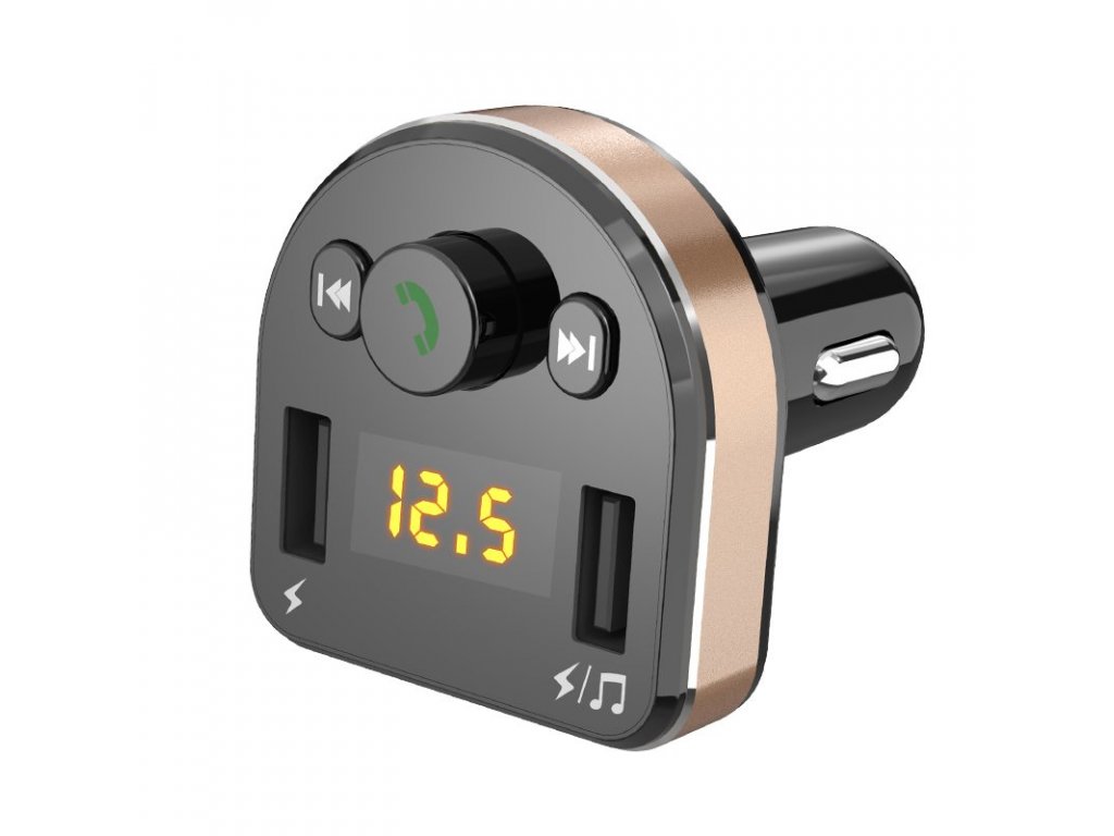 Dudao FM Transmitter Bluetooth ładowarka samochodowa MP3 3.1 A 2x USB czarny (R2Pro czarny)