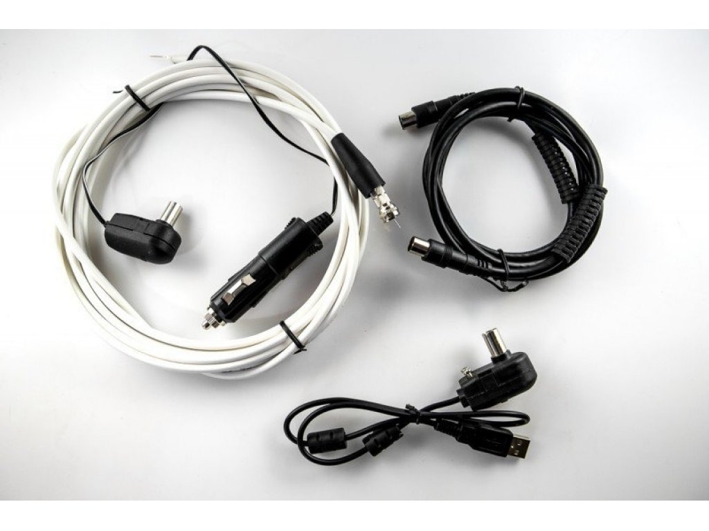 Antena DVB-T ECOCAMP 5 V/12 V, 20 - 33 dB, w tym 6 m kabla koncentrycznego ze złączem F.