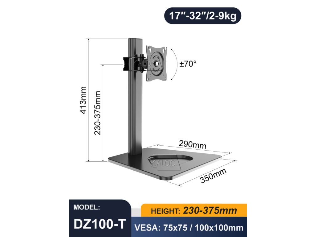 DZ100-T Stojan na monitor 17"–32" nosnost 9 kg