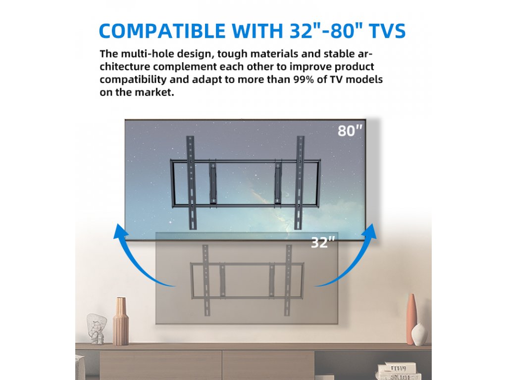 EC75 fix TV tartó 32-80" teherbírás 56kg