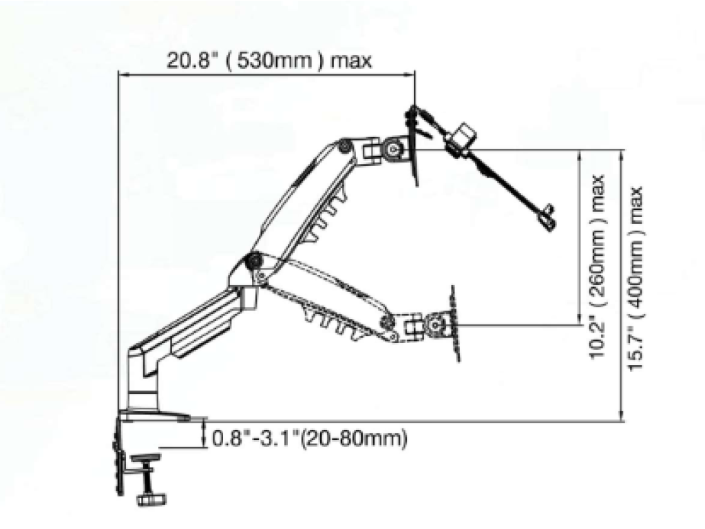 F80-FP Stolní Stojan pro 2 monitory 10''–17'' s držákem na notebook nosnost 2–9 kg