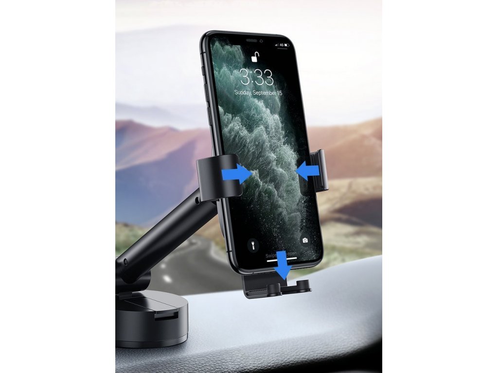 Gravitációs autós tartó szélvédőtartó tartó konzol telefonhoz műszerfal fekete (SUYL-JY01)