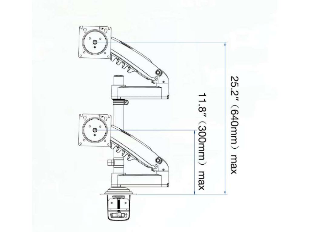 H180-FP Stolní duální držák na monitor 17''–27'' s držákem na notebook 10''–17'' nosnost 2–9 kg