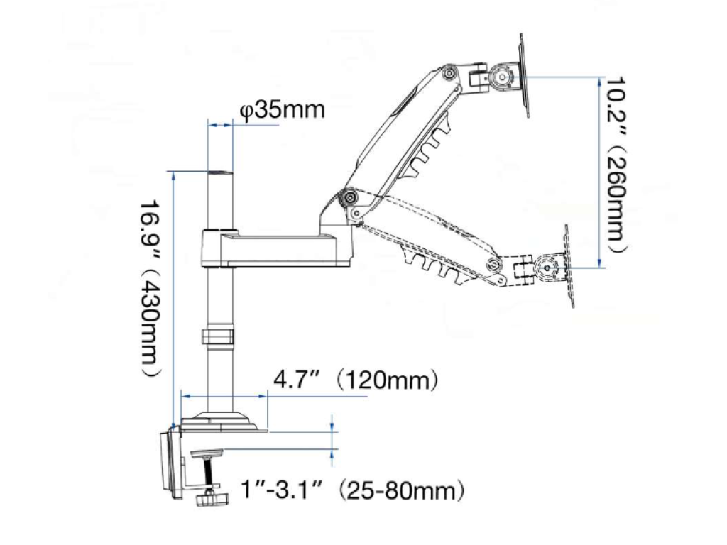 H180-FP Stolní duální držák na monitor 17''–27'' s držákem na notebook 10''–17'' nosnost 2–9 kg