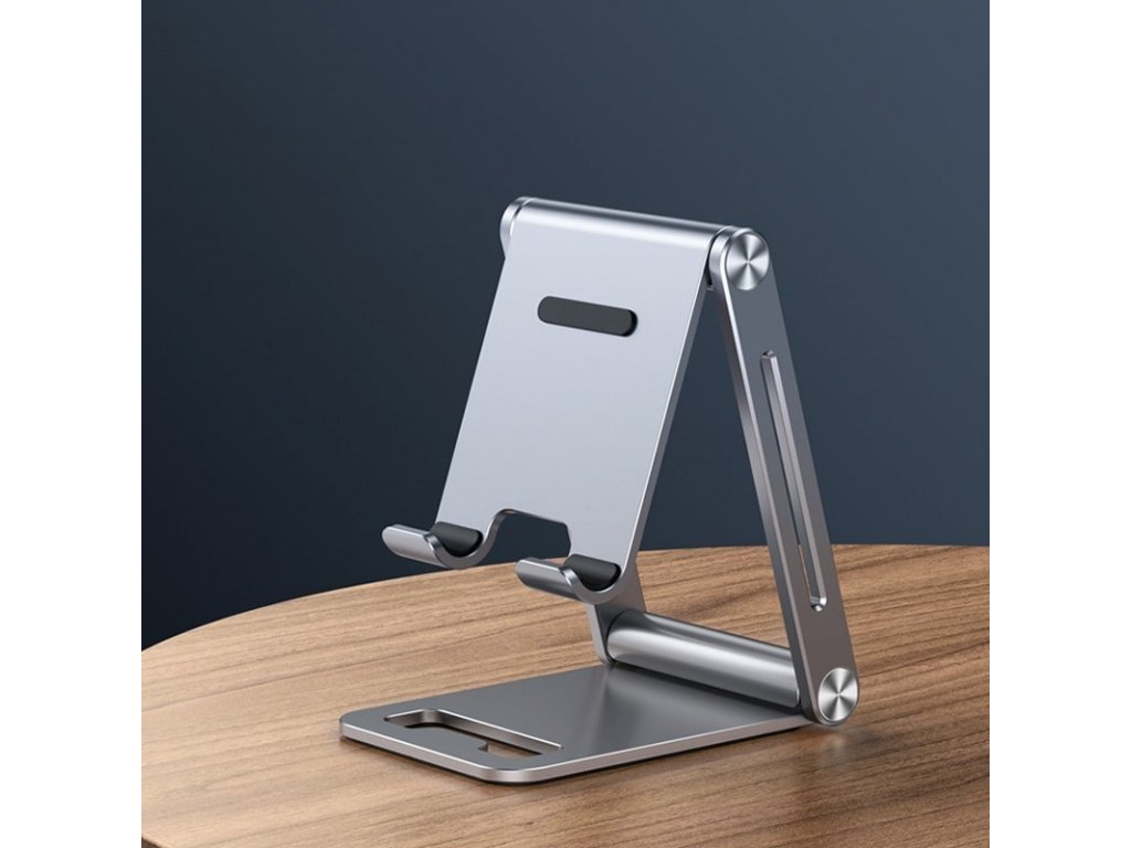 Aluminiowy składany stojak na telefon lub tablet, szary (LP263 80708)