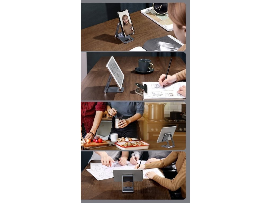 Hliníkový skladací stojan na telefón alebo tablet sivý (LP263 80708)