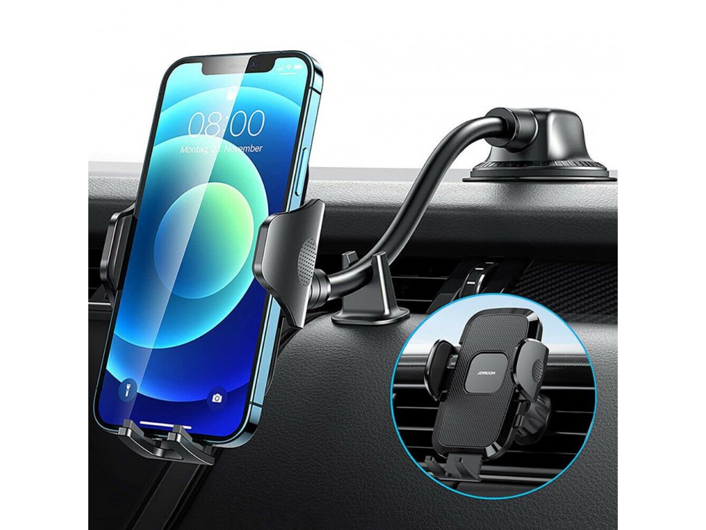 Joyroom autós telefontartó rugalmas karral a műszerfal szélvédőjére fekete (JR-ZS259)
