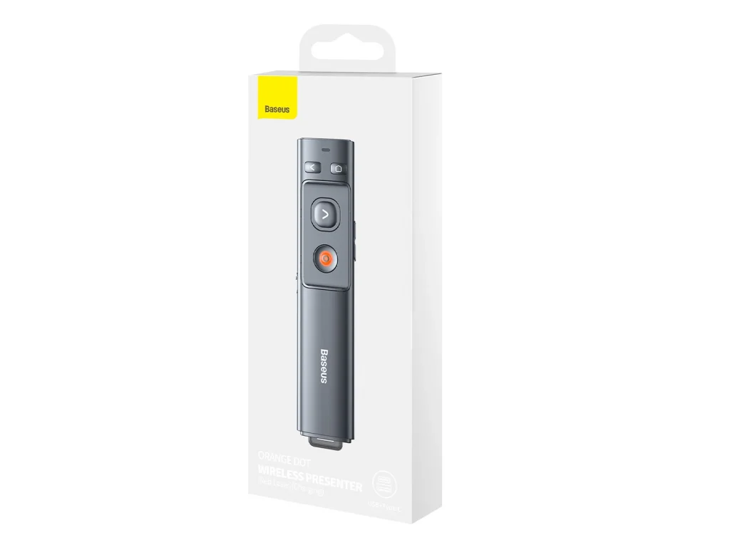 Laser prezentér Baseus Orange Dot s baterií – šedý