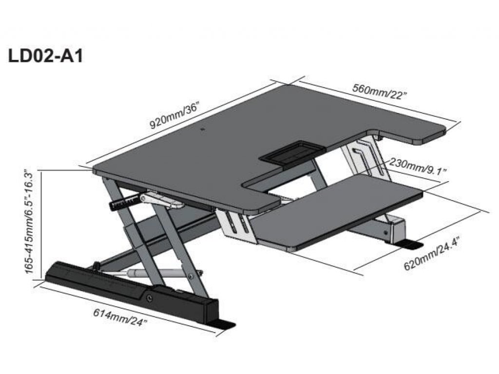 LD02A1 Výškově stavitelný PC stůl