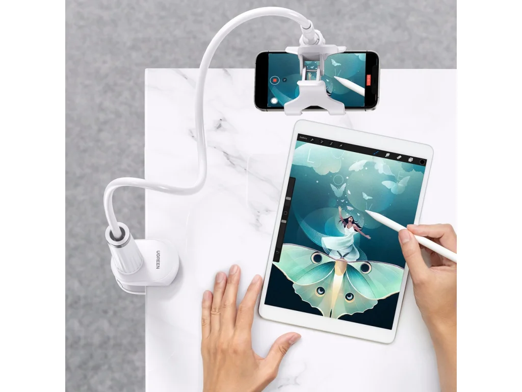 LP113 Držák telefonu/tabletu 3.7–10,6′′ s flexibilním ramenem bílý